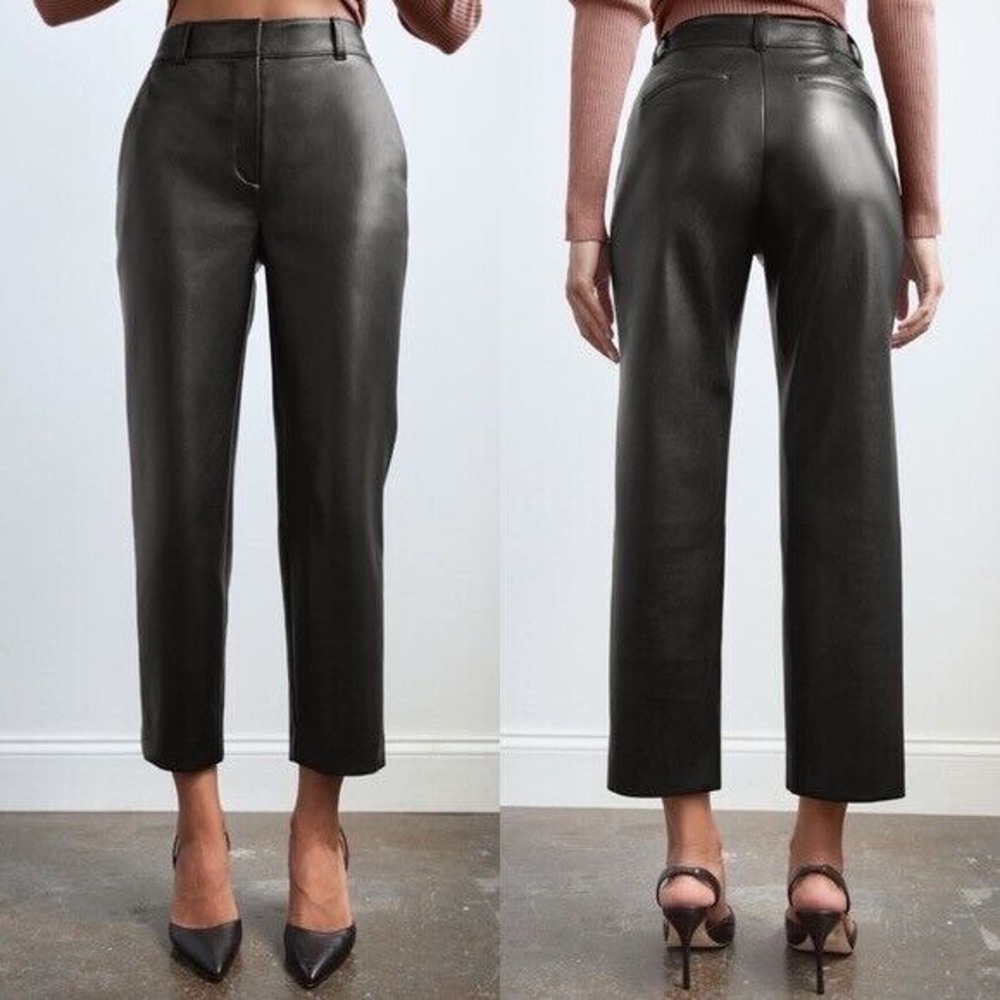 Aritizia  Babaton Command Pants Faux Leather Black Vegan Size 0 Straight Leg